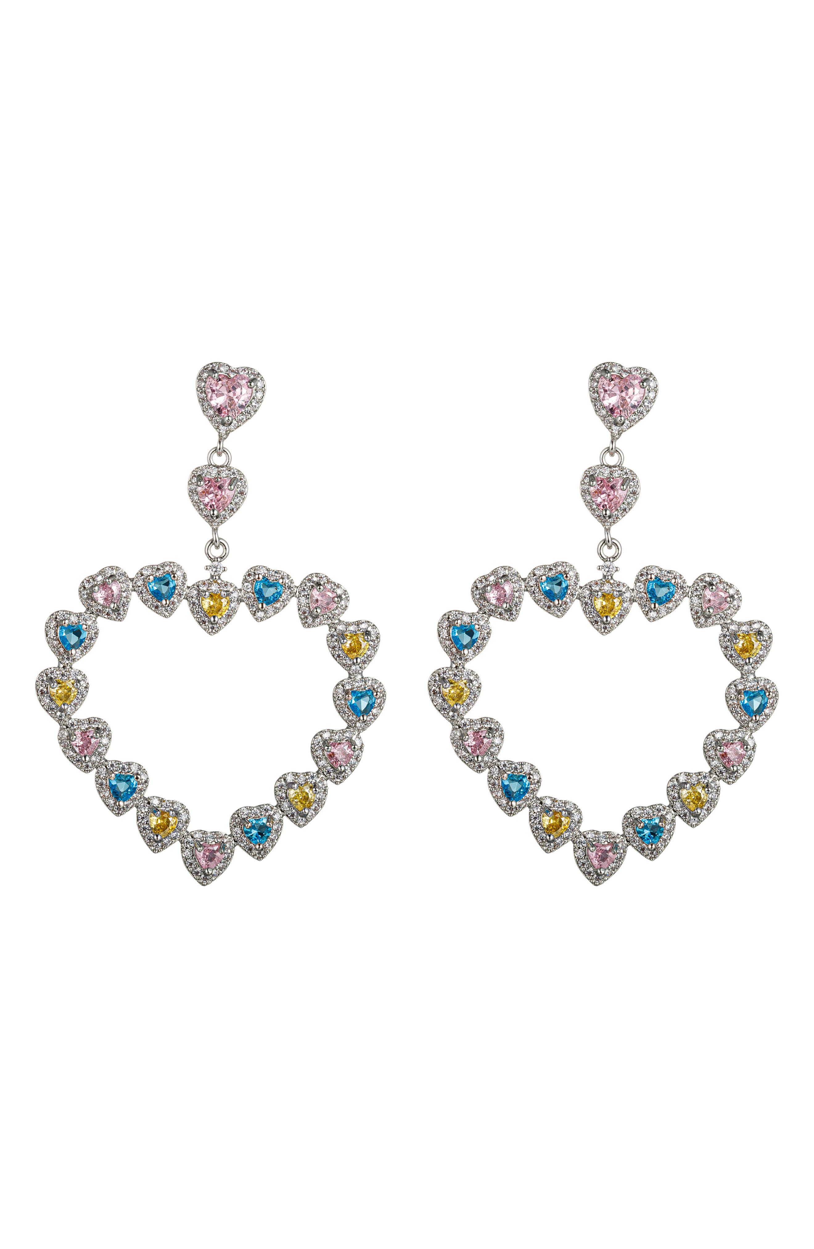 EYE CANDY LOS ANGELES Chiara Cubic Zirconia Heart Drop Earrings