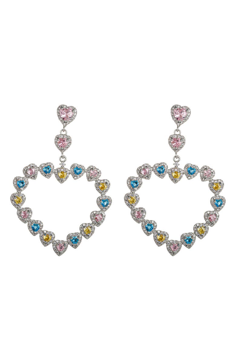 EYE CANDY LOS ANGELES Chiara Cubic Zirconia Heart Drop Earrings, Main, color, Gold