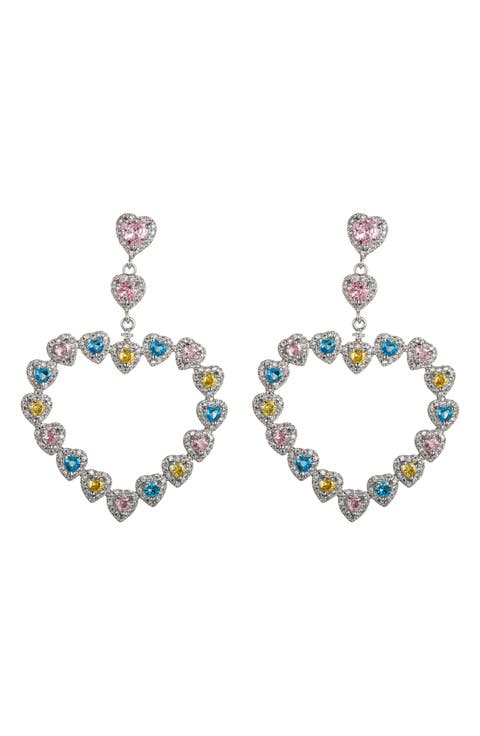 Chiara Cubic Zirconia Heart Drop Earrings