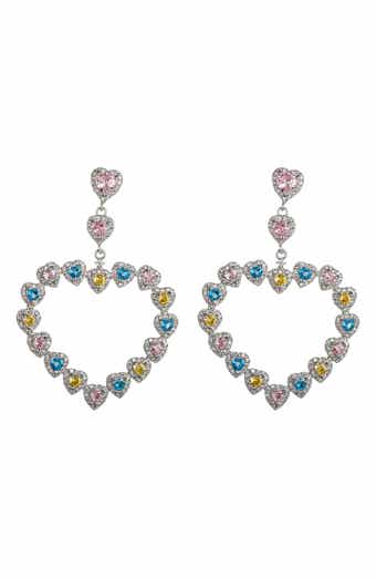 EYE CANDY LOS ANGELES Chiara Cubic Zirconia Heart Drop Earrings