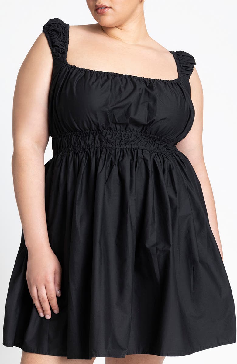 ELOQUII Cotton Poplin Minidress, Alternate, color, 