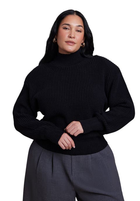 Power Shoulder Mock Neck Sweater (plus)