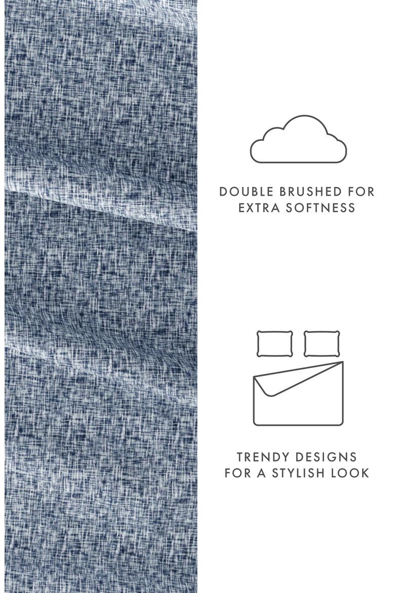 HOME SPUN Premium Ultra Soft Chambray Style Pattern 4-Piece Bed Sheets Set, Alternate, color, LIGHT BLUE