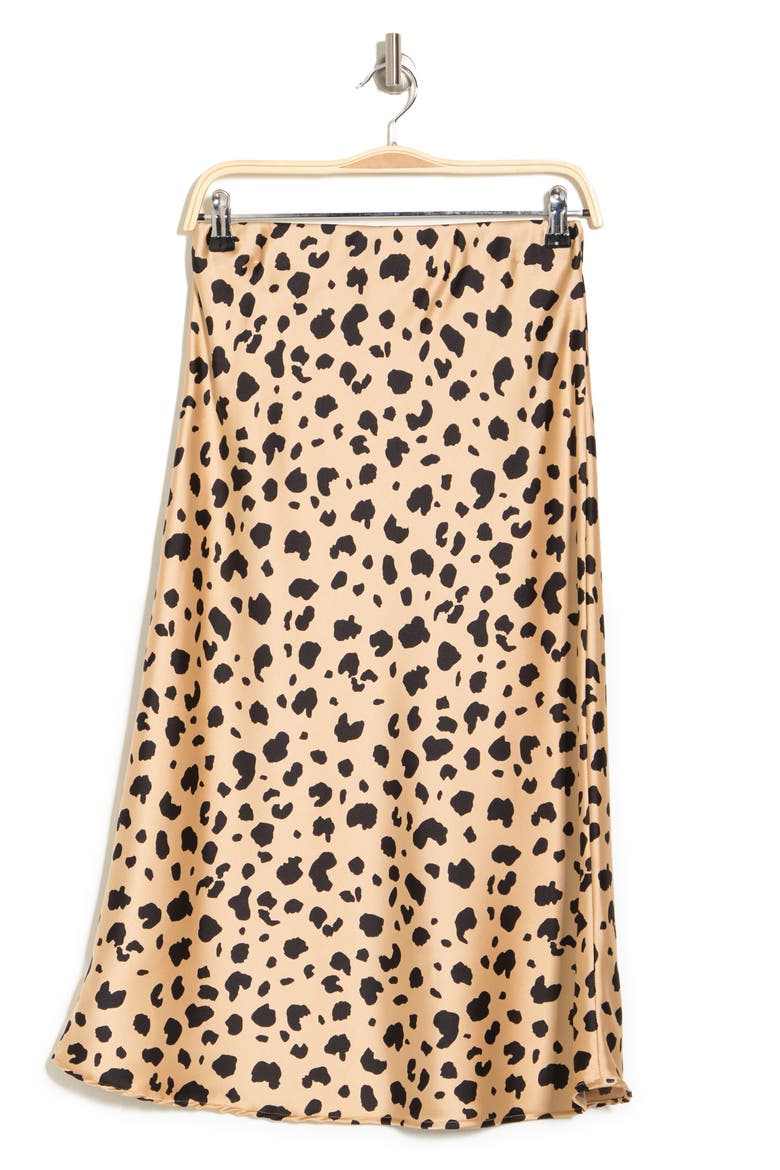 Cheetah Print Satin Midi Skirt, Alternate, color, TAUPE