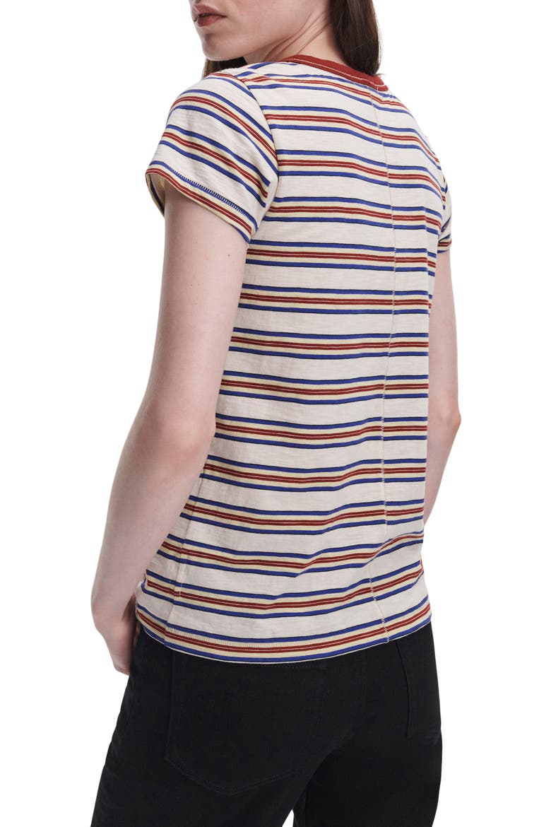 The Slub Stripe Cotton T-Shirt, Alternate, color, IVORY RED MULTI