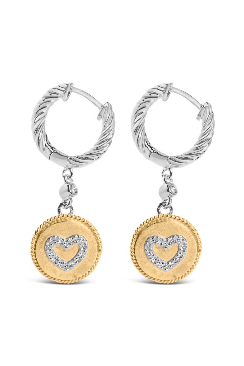 18K Gold Over Silver 1/8 Cttw Diamond Drop and Dangle Earring, Alternate, color, Yellow