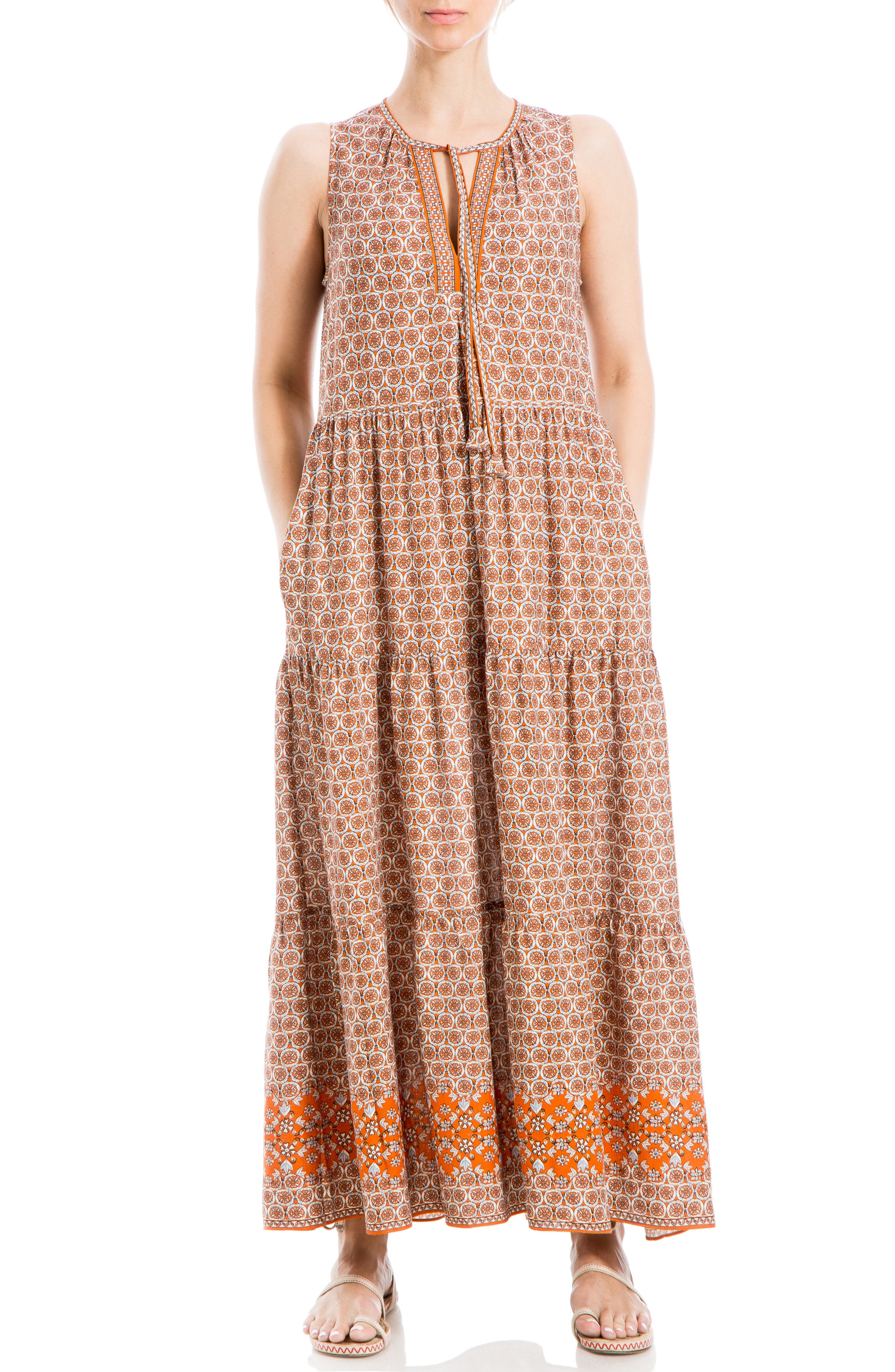 MAX STUDIO Sleeveless Tiered Maxi Dress