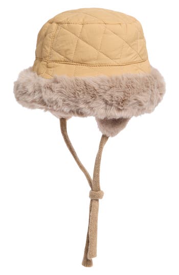 Nanette Lepore Reversible Faux Fur Quilted Bucket Hat In Yellow