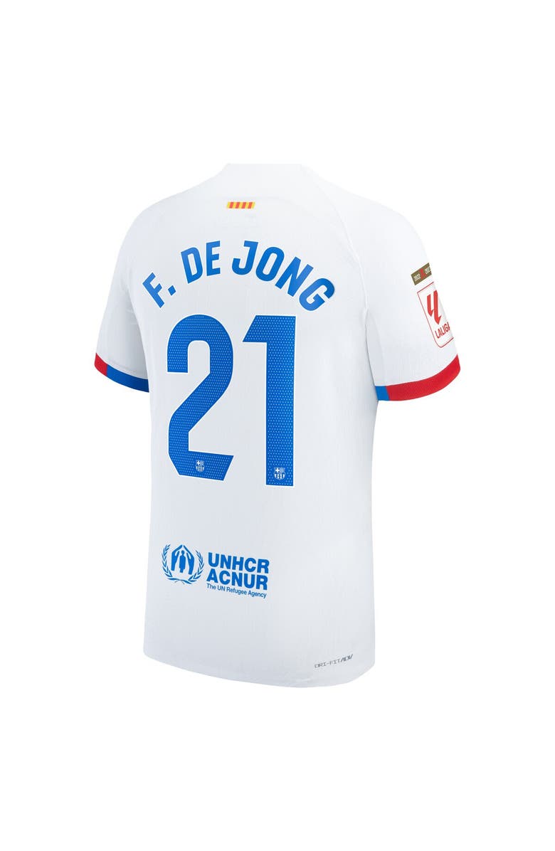 Nike Men's Nike Frenkie de Jong White Barcelona 2023/24 Away Authentic Jersey, Alternate, color, 