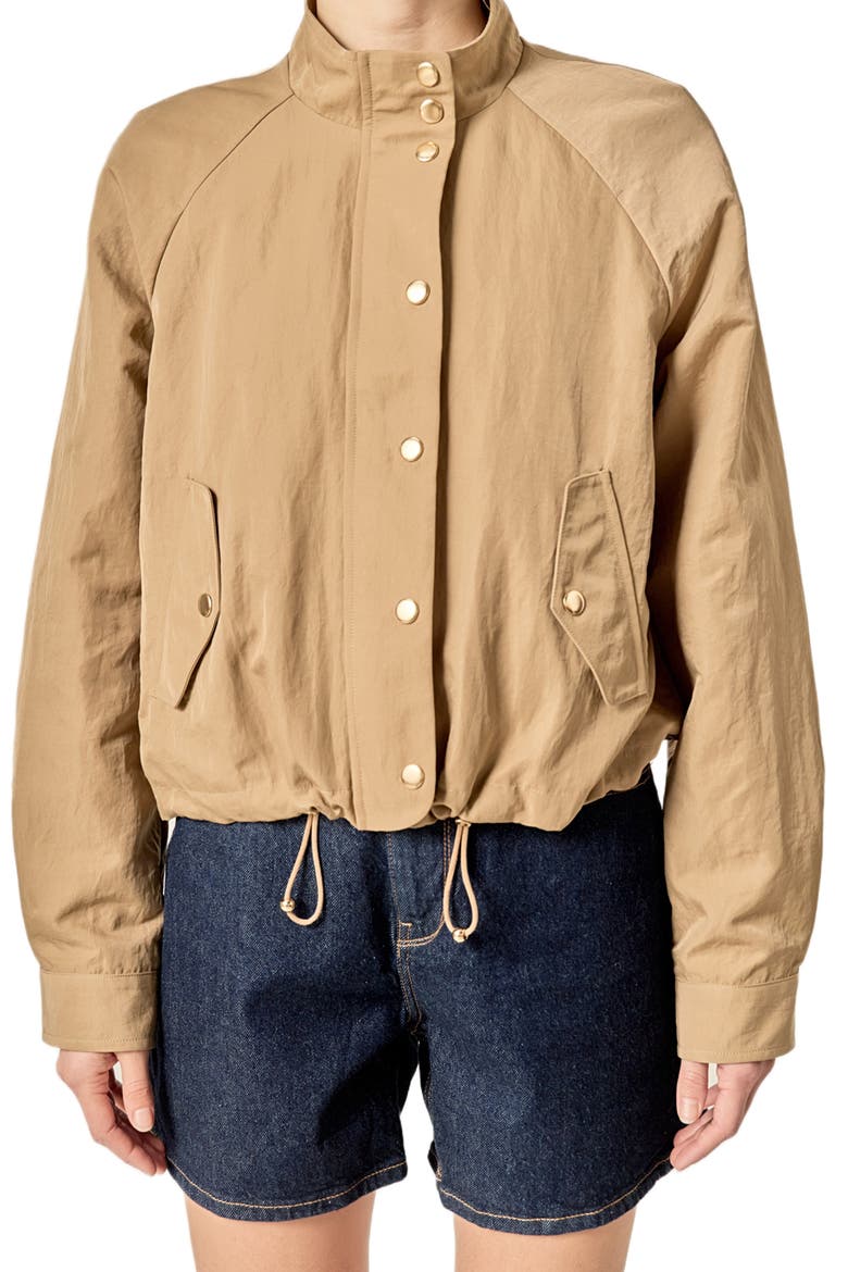 Snap Bomber Jacket, Main, color, BEIGE