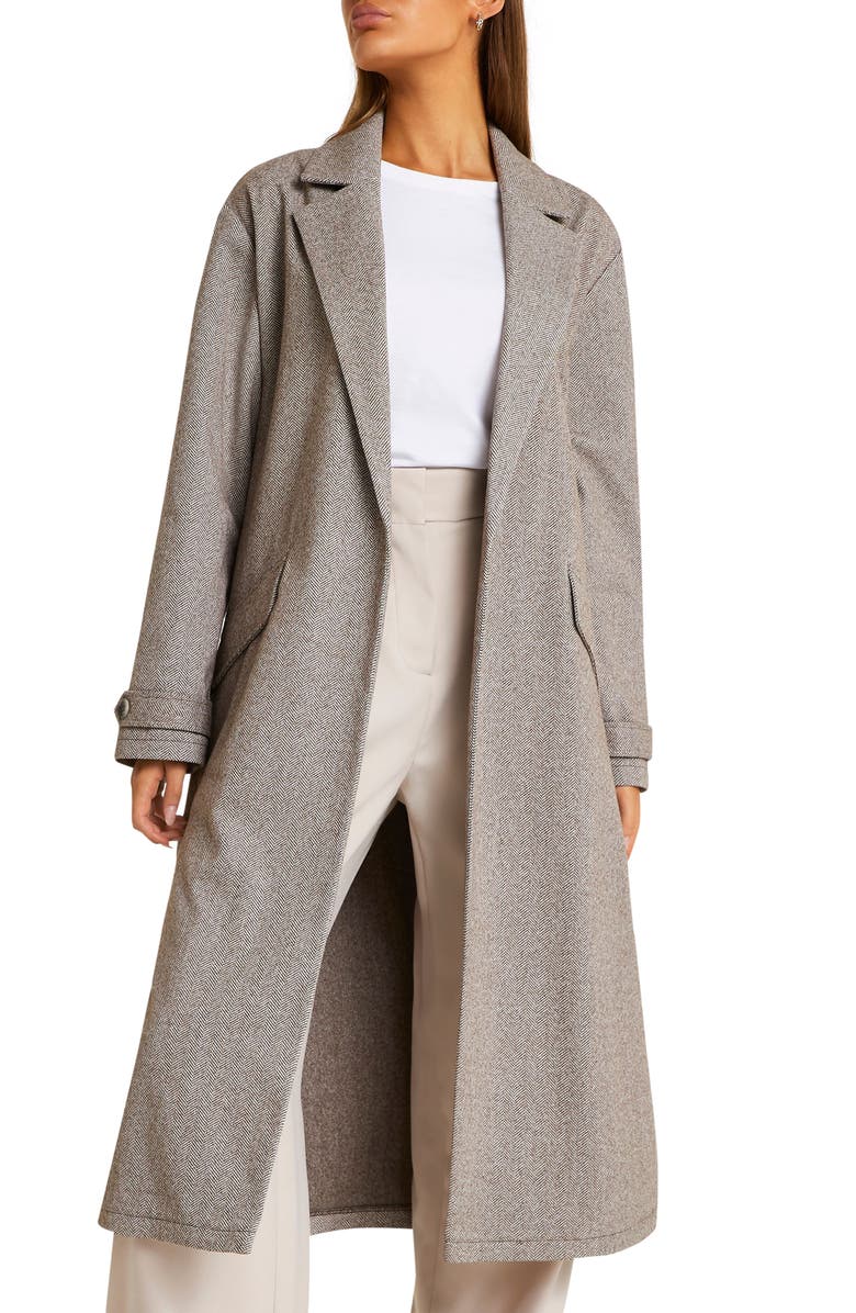 River Island Jersey Open Front Duster, Main, color, Light Grey