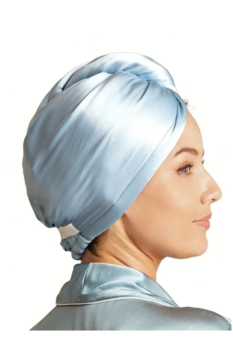 Pure Silk Hair Towel Wrap, Main, color, SkyBlue