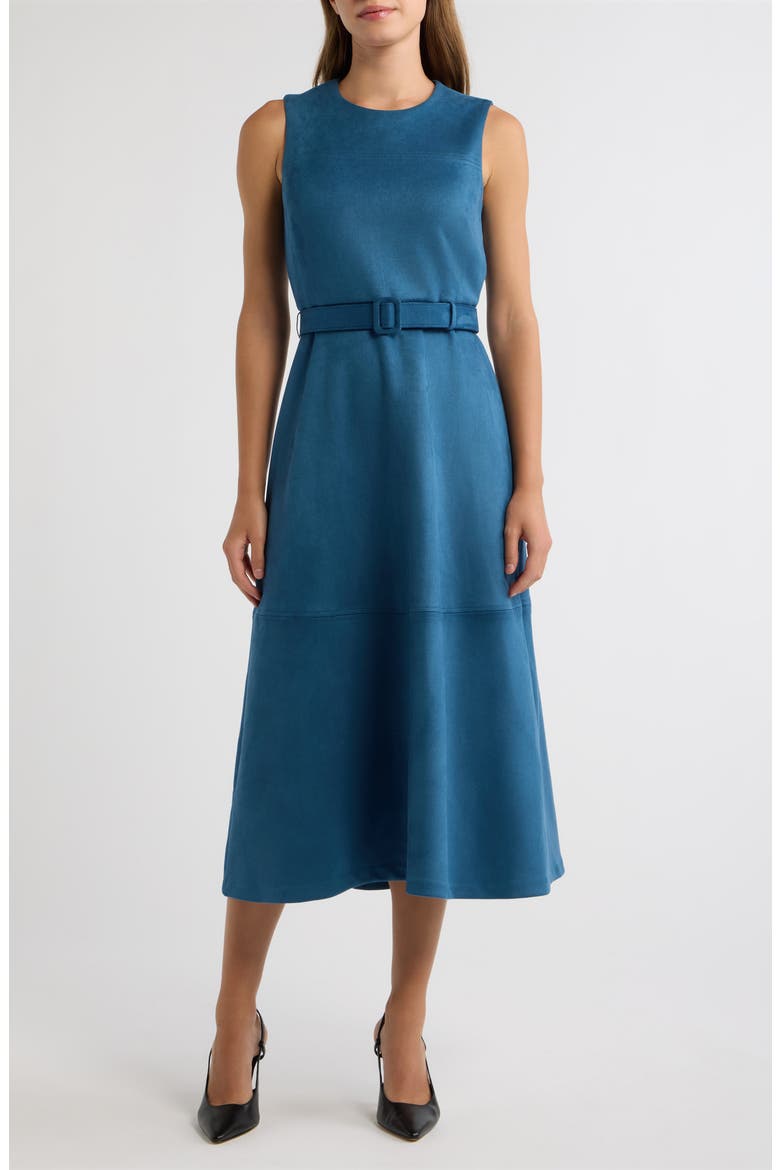 Belted Sleeveless Midi Dress, Main, color, DUTCH BLUE