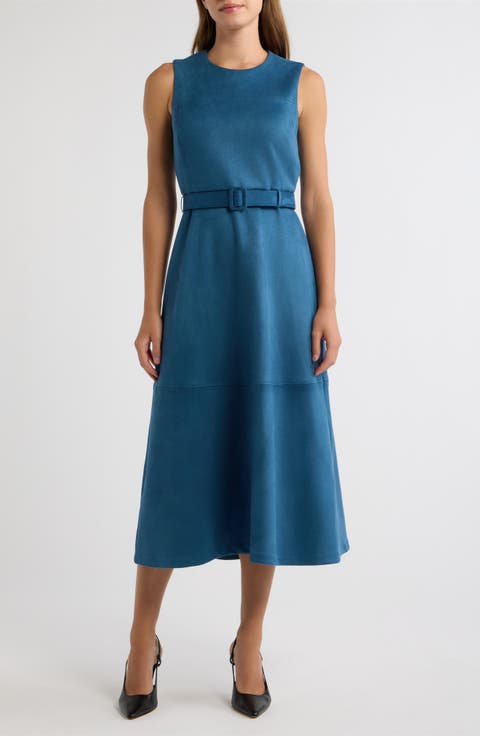 Belted Sleeveless Midi Dress