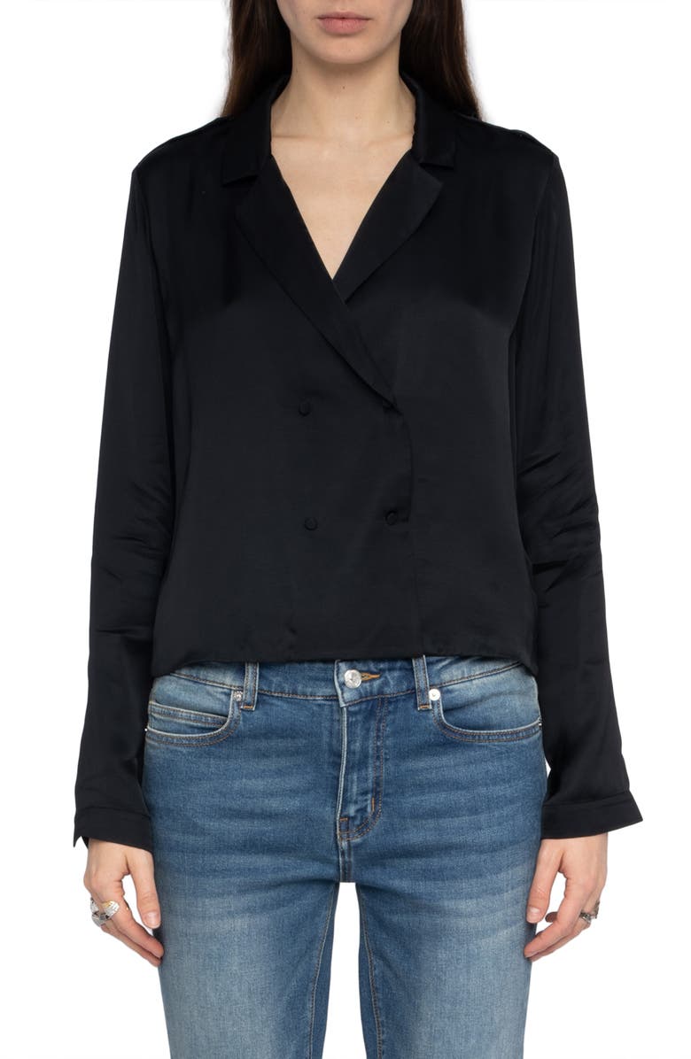 Zadig & Voltaire Tussi Satin Top, Main, color, Black