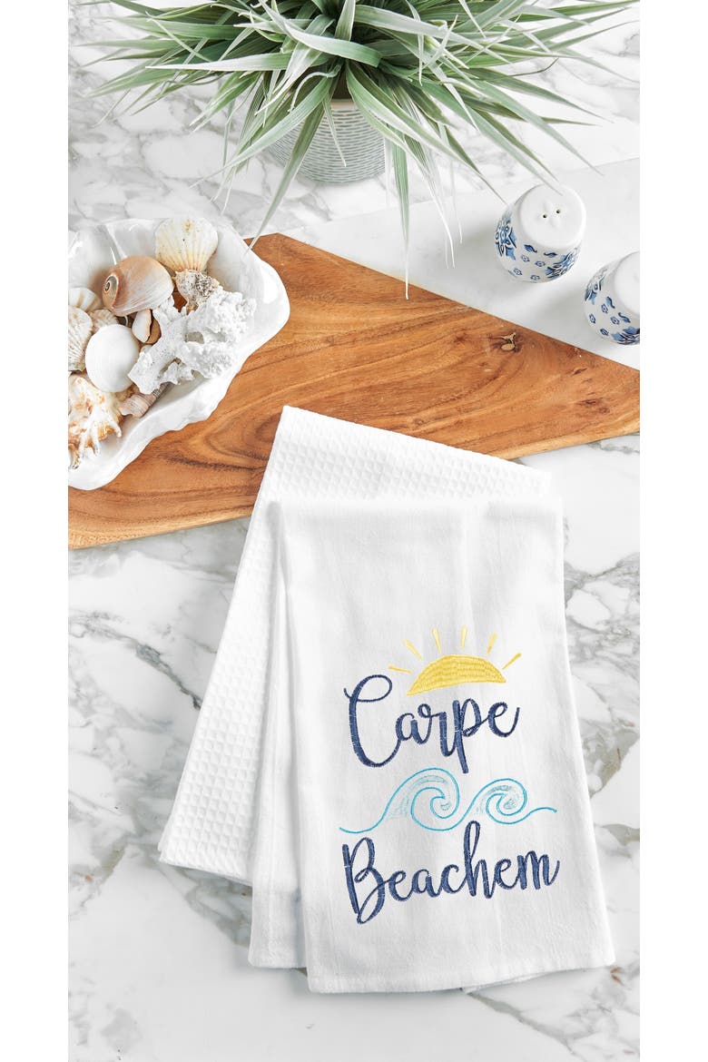 Carpe Beachem Only Flour Sack Kitchen Towel, Alternate, color, White