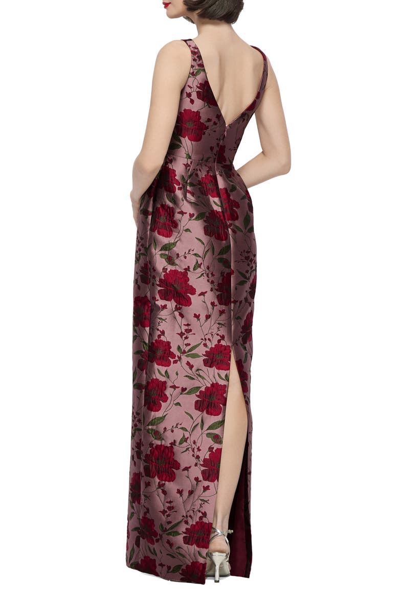 Lisette Sleeveless Satin Gown, Alternate, color, WILD ROSE