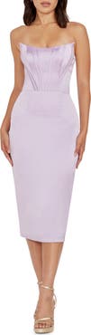 Dress the Population Cosette Strapless Satin Corset Cocktail Dress