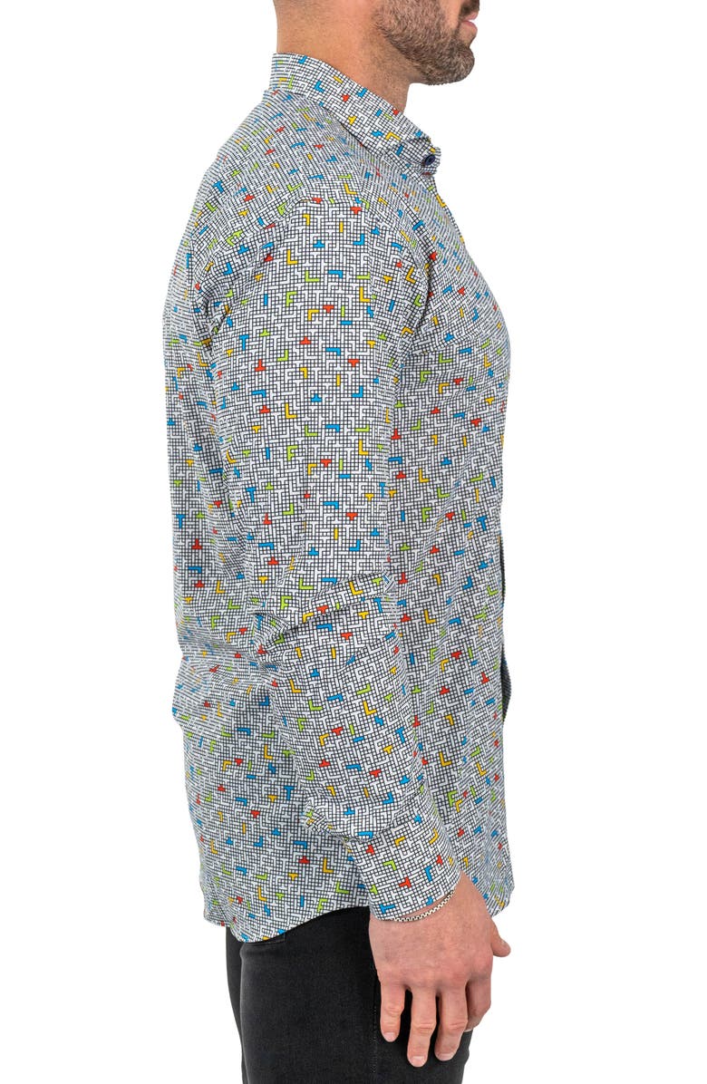 Maceoo Einstein Stretch Tetris Button-Up Shirt, Alternate, color, White