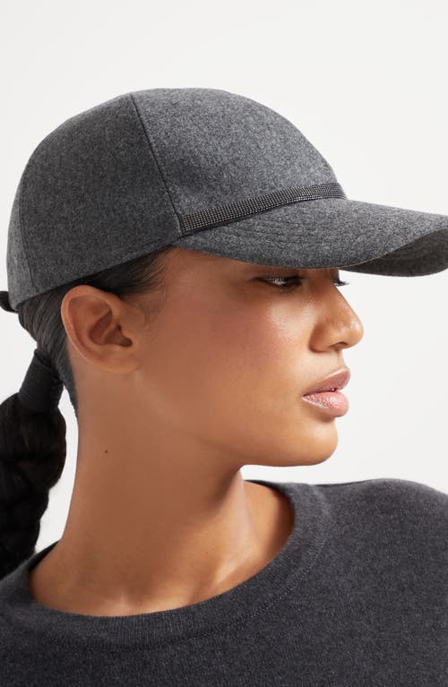Brunello Cucinelli Baseball Cap With Monili In Gray