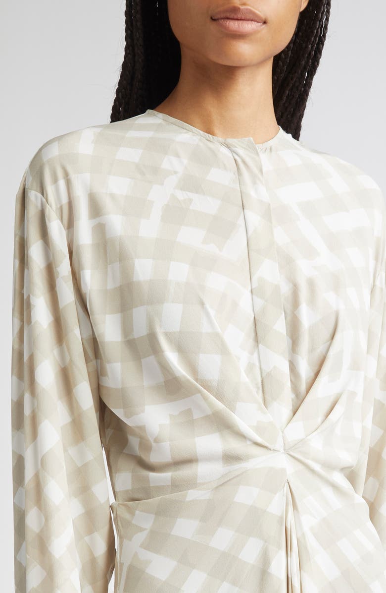 Proenza Schouler Keria Long Sleeve Crepe Midi Dress, Alternate, color, Oyster Multi