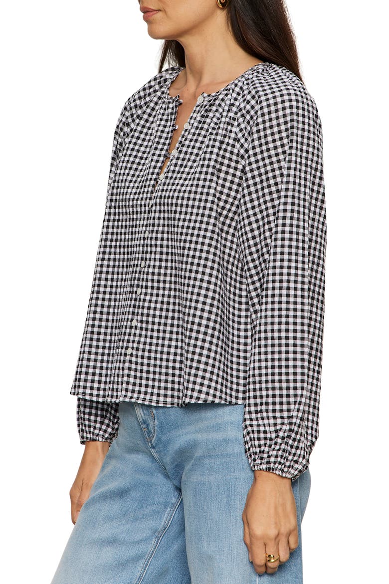Perfect Gingham Button-Up Top, Alternate, color, BLACK
