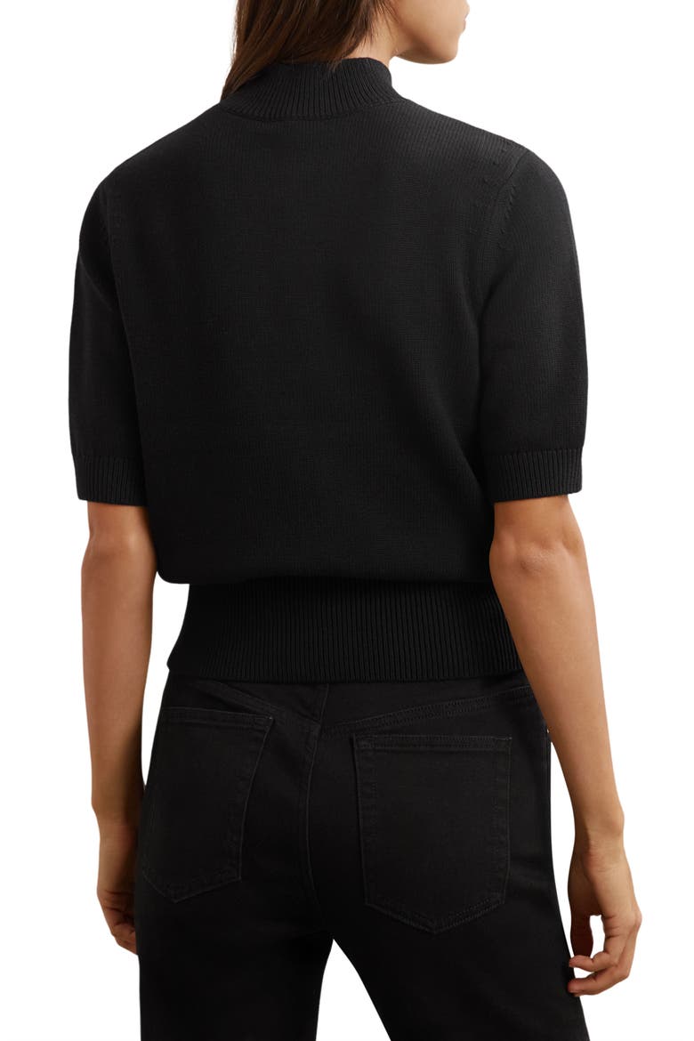Aria Mock Neck Cotton & Wool Sweater, Alternate, color, BLACK