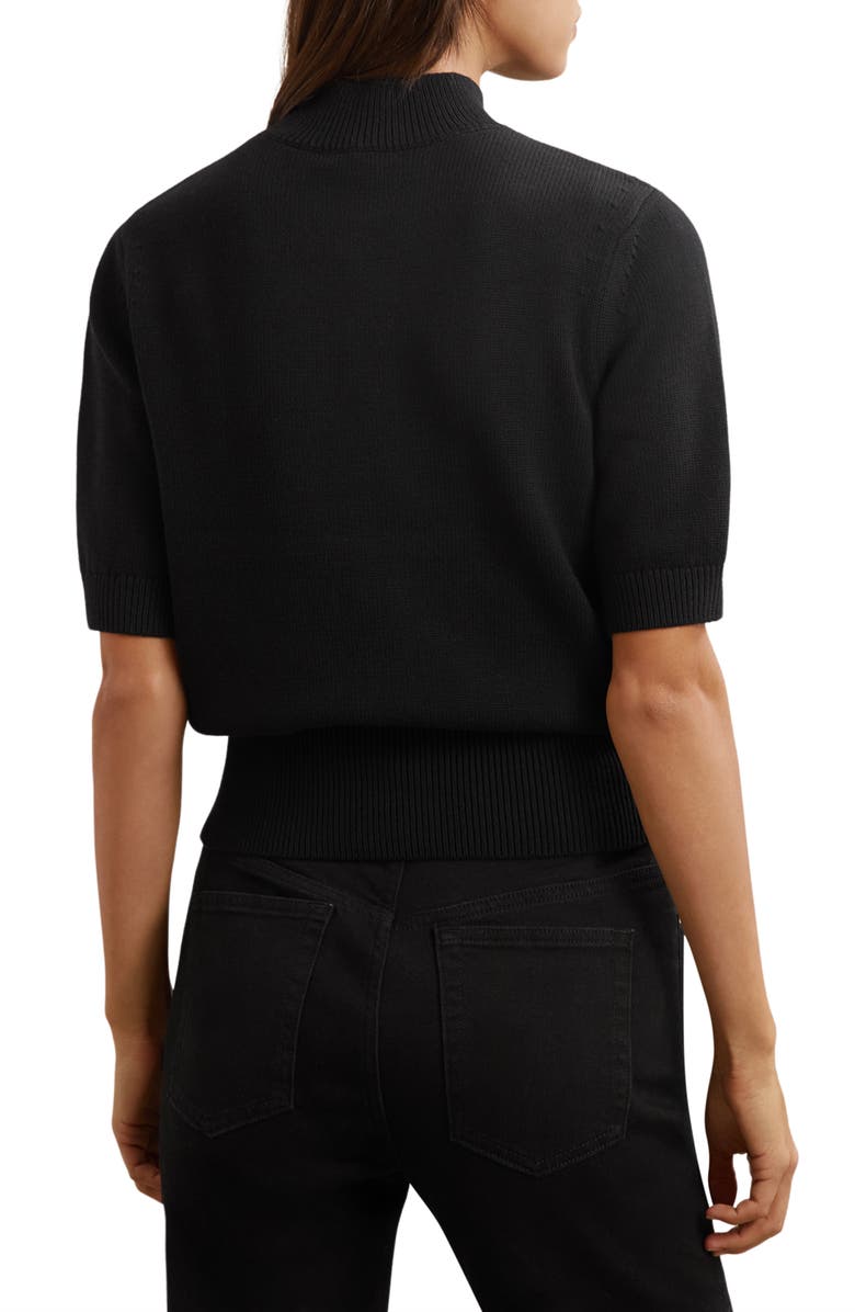 Reiss Aria Mock Neck Cotton & Wool Sweater, Alternate, color, Black