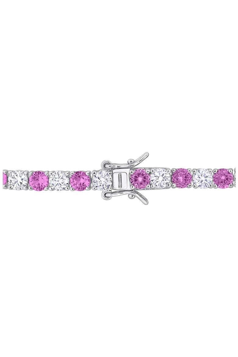 Sterling Silver Lab Grown White & Pink Sapphire Tennis Bracelet, Alternate, color, PINK