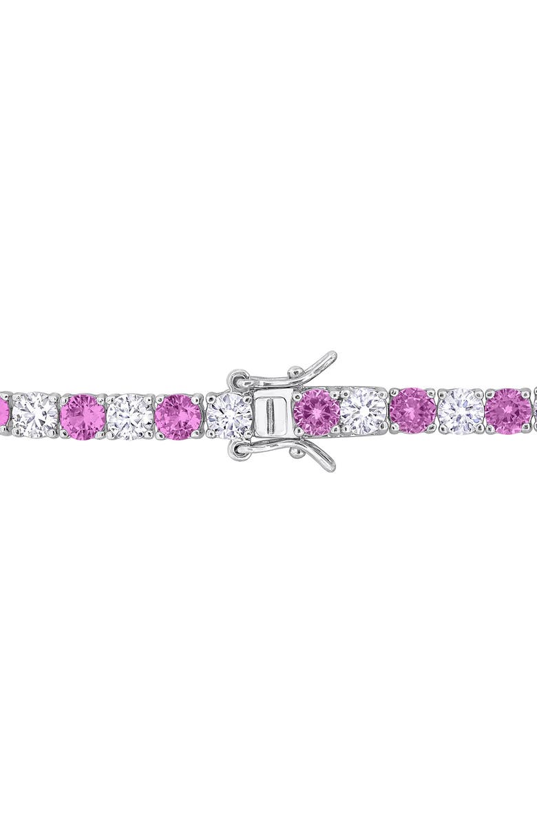DELMAR Sterling Silver Lab Grown White & Pink Sapphire Tennis Bracelet, Alternate, color, Pink
