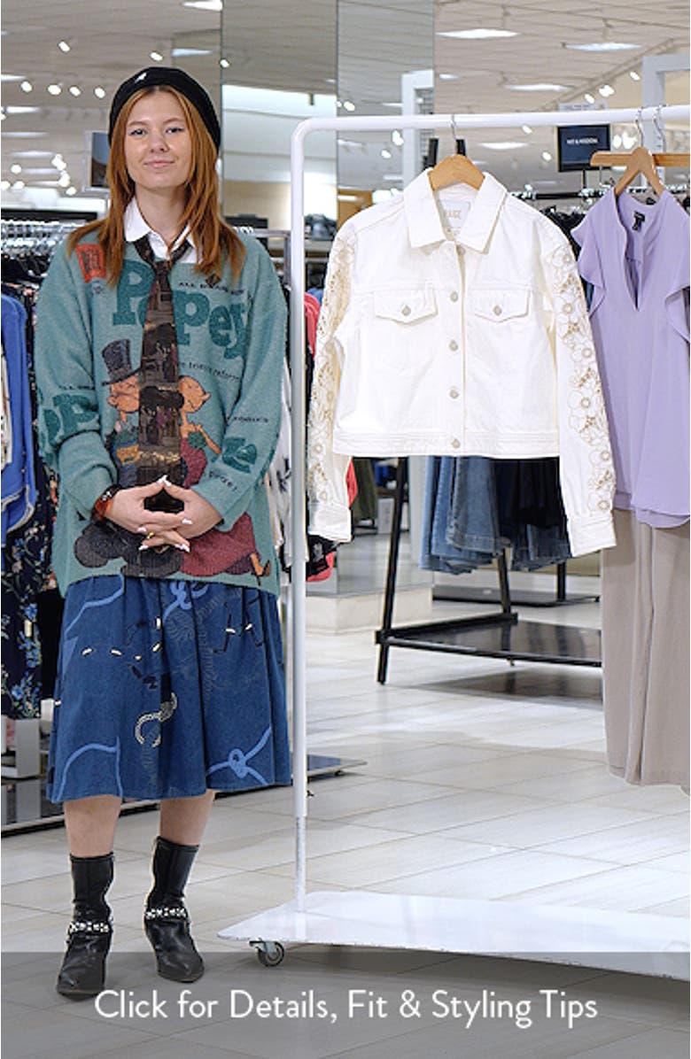 Michele Embroidered Sleeve Crop Denim Jacket, sales video thumbnail