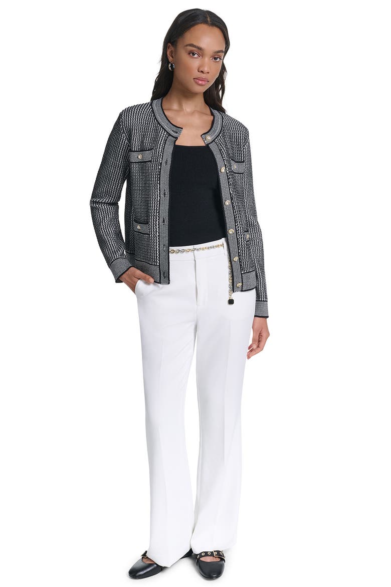 Four Pocket Cardigan, Alternate, color, BLACK/ SOFT WHITE
