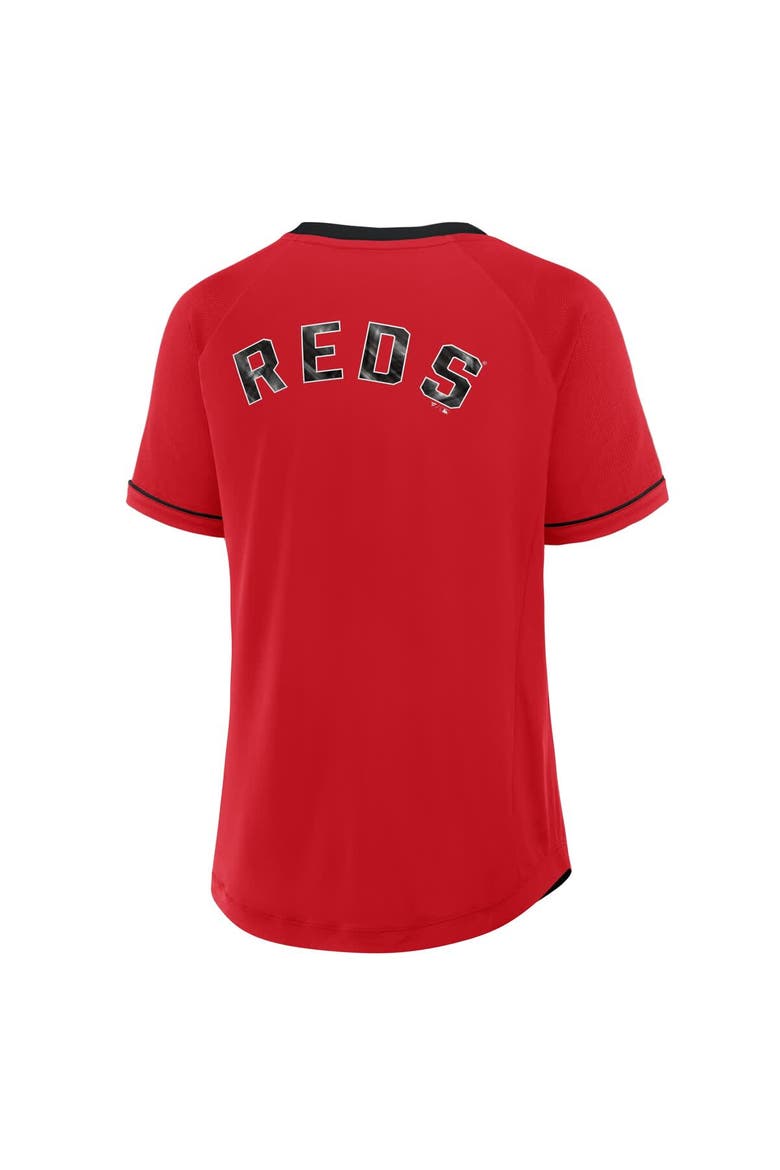 Women's Fanatics Red Cincinnati Reds League Diva Star Raglan V-Neck T-Shirt, Alternate, color, Red