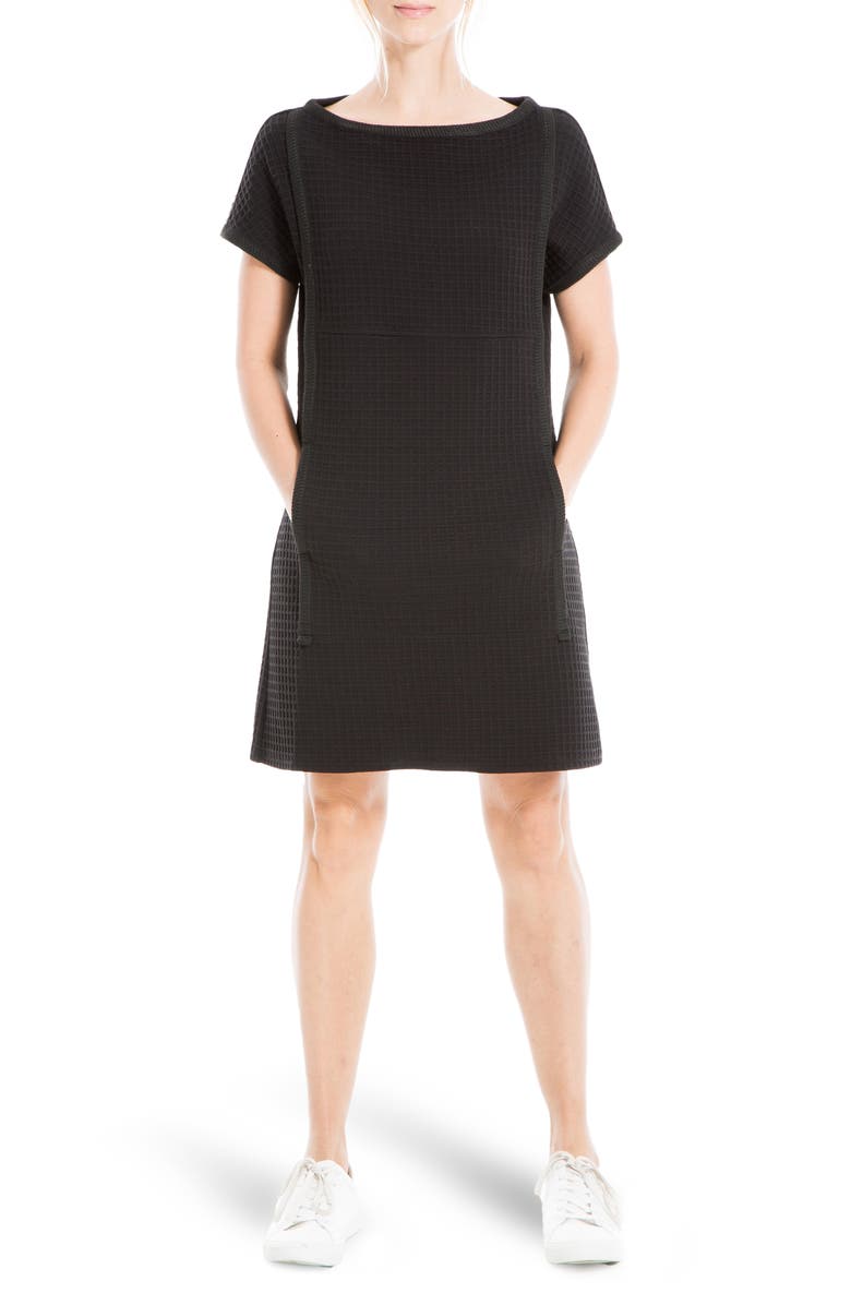 MAX STUDIO Boatneck Short Sleeve Waffle Knit Pocket T-Shirt Dress, Main, color, 