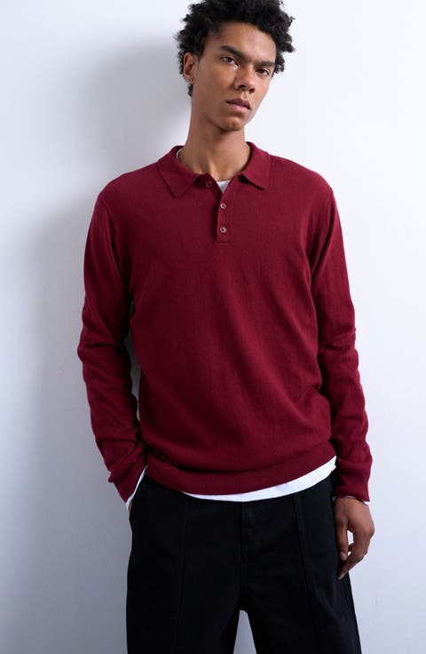 Long Sleeve Cotton & Wool Polo Sweater