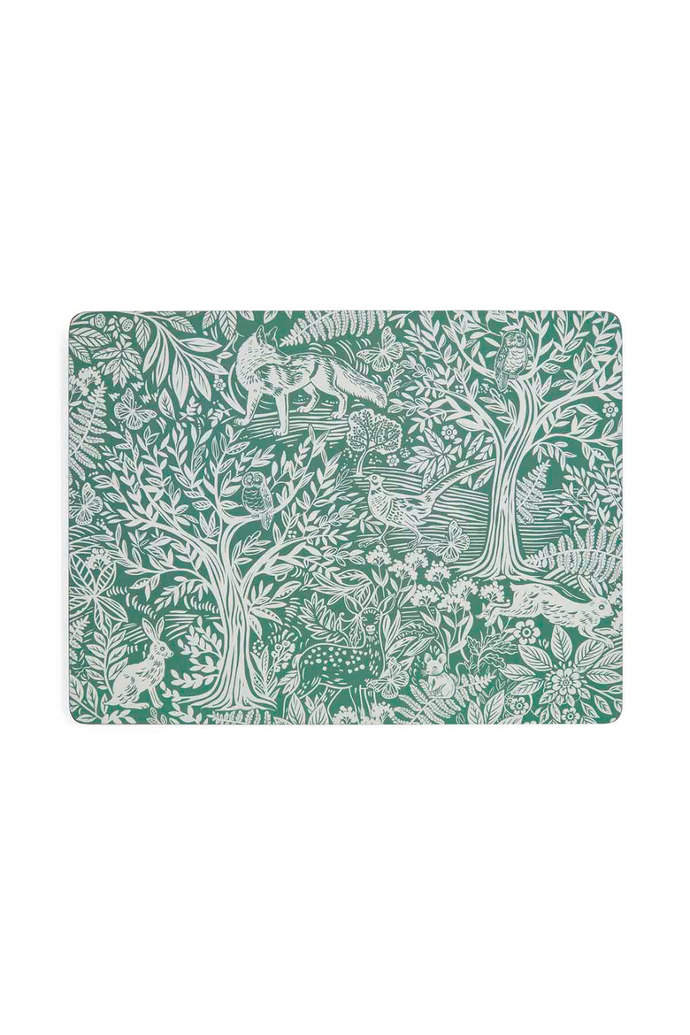 Tapestry Sage Set of 4 Cork Back Placemats, Alternate, color, Sage