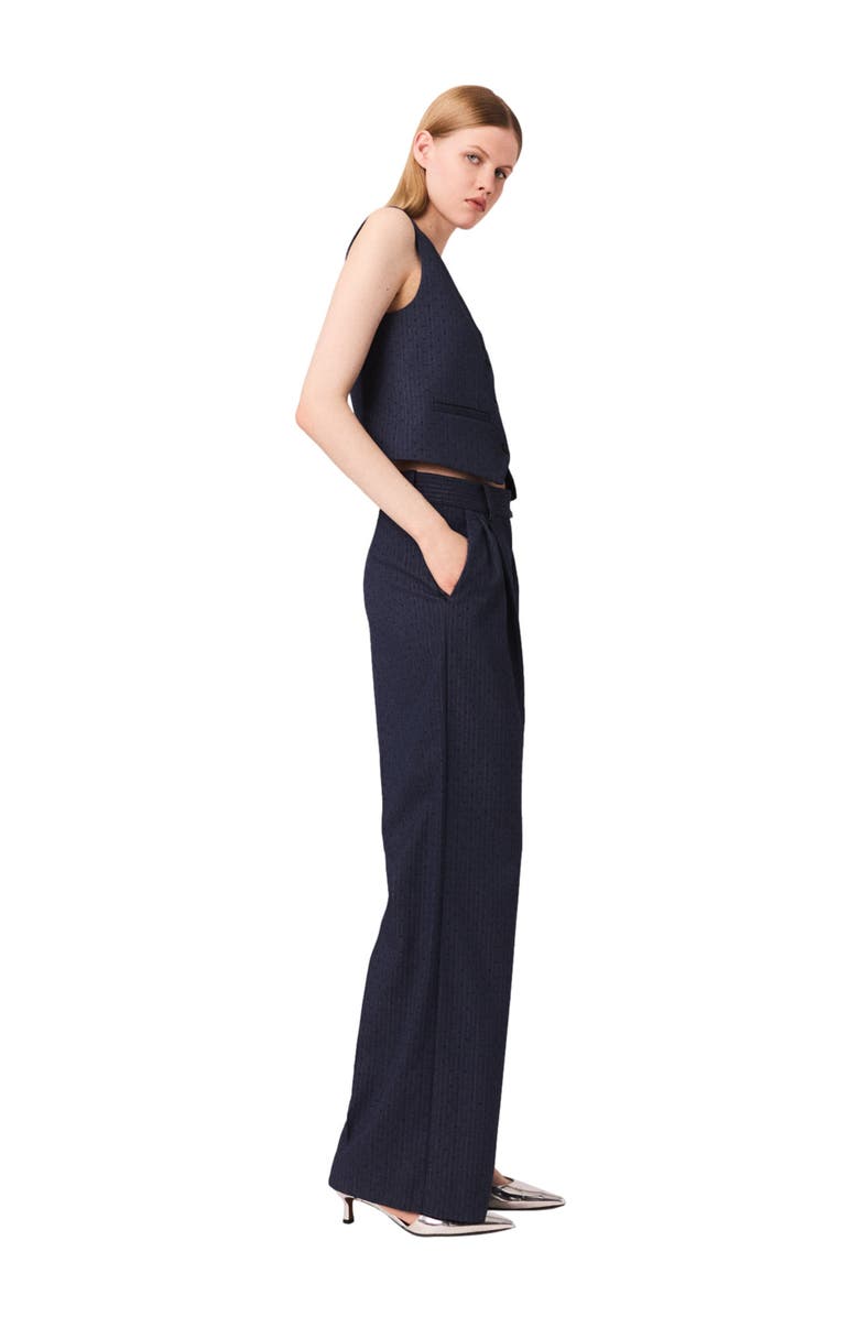 maje Rhinestone suit trousers with pleats, Alternate, color, Blue