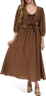 AUGUST SKY Three-Quarter Sleeve Maxi Dress