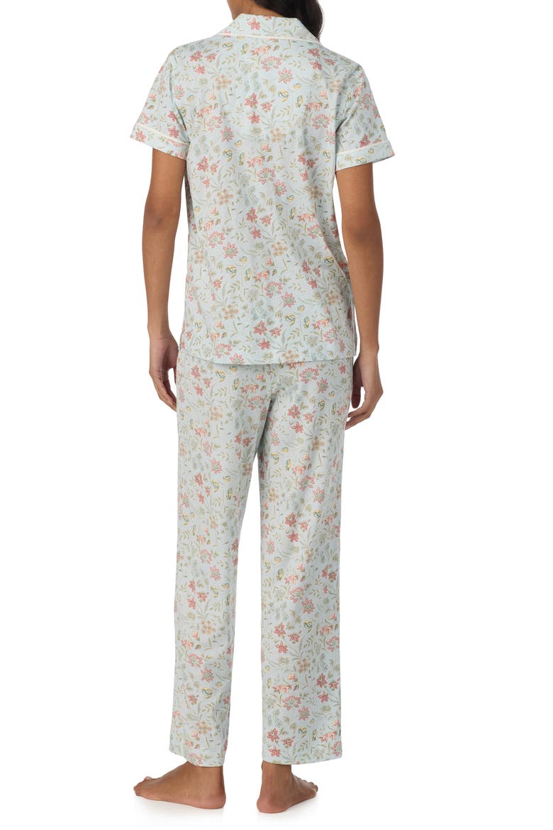 Print Short Sleeve Pajamas, Alternate, color, AQUA PRINT