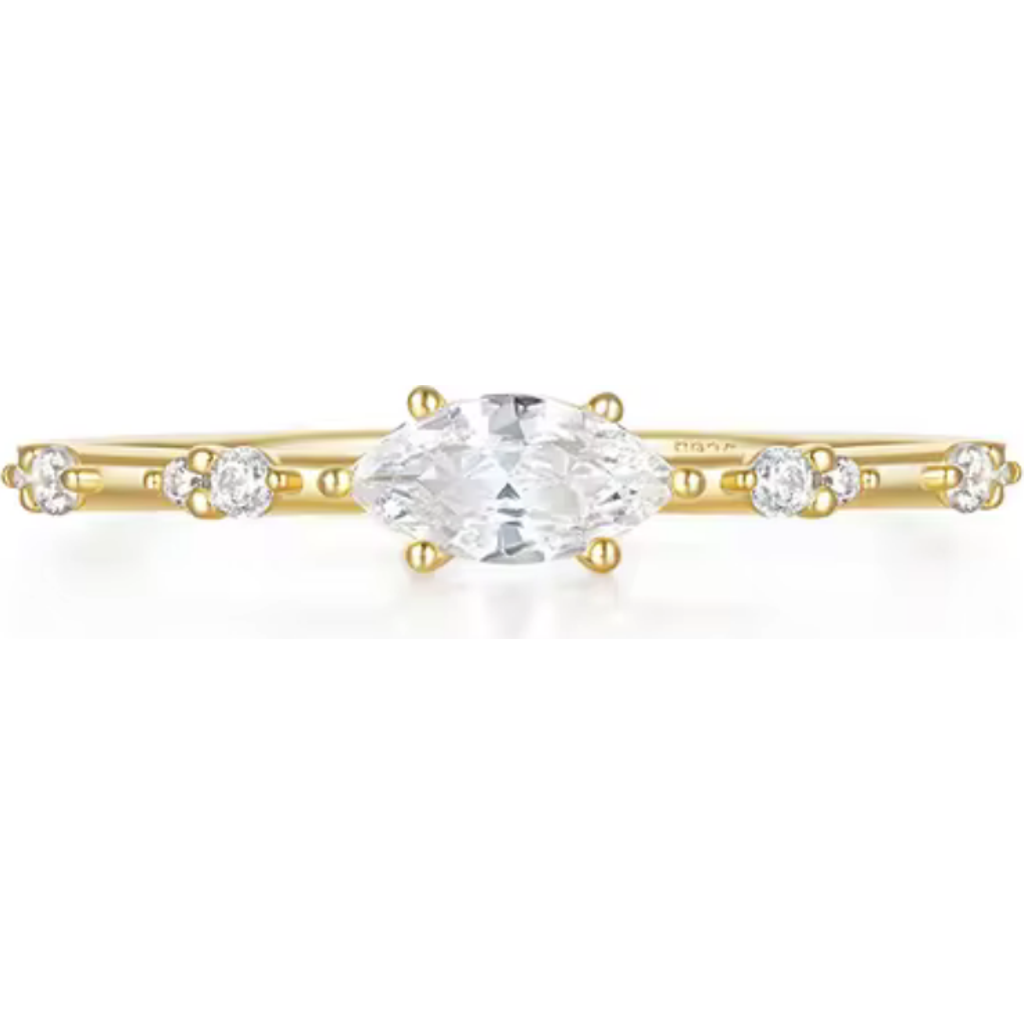 Hollywood Sensation Vivid Elegant Marquise-cut Cubic Zirconia Ring In Gold