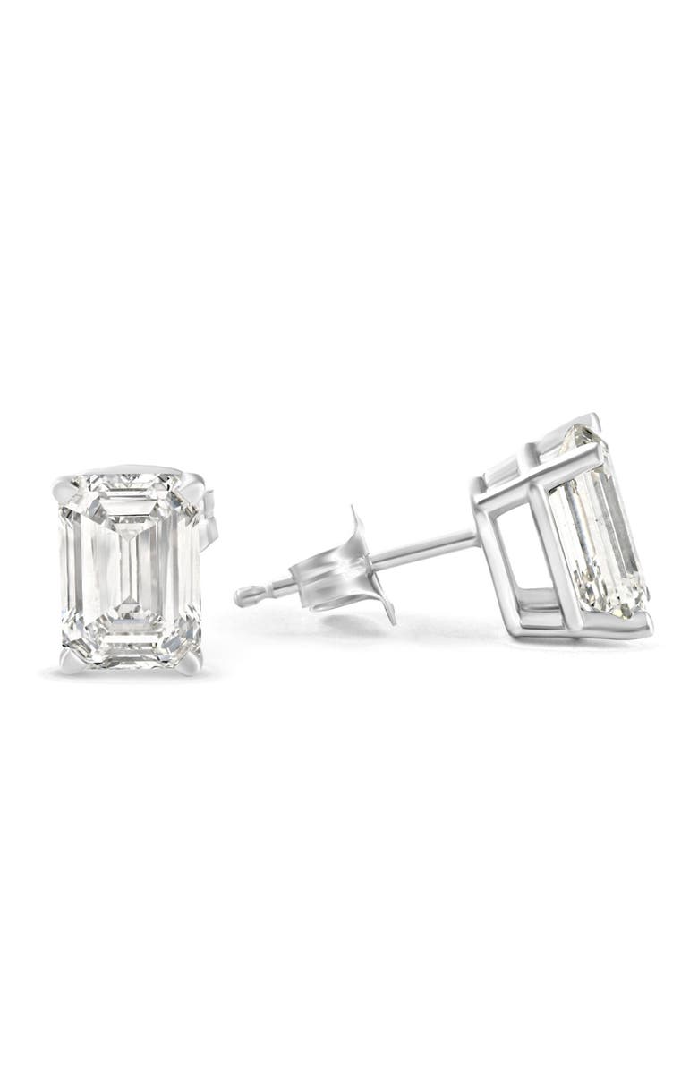Bliss Diamond 2Ct TW Emerald Cut Diamond Studs 14k Gold Earrings Lab Grown, Alternate, color, 14K White Gold