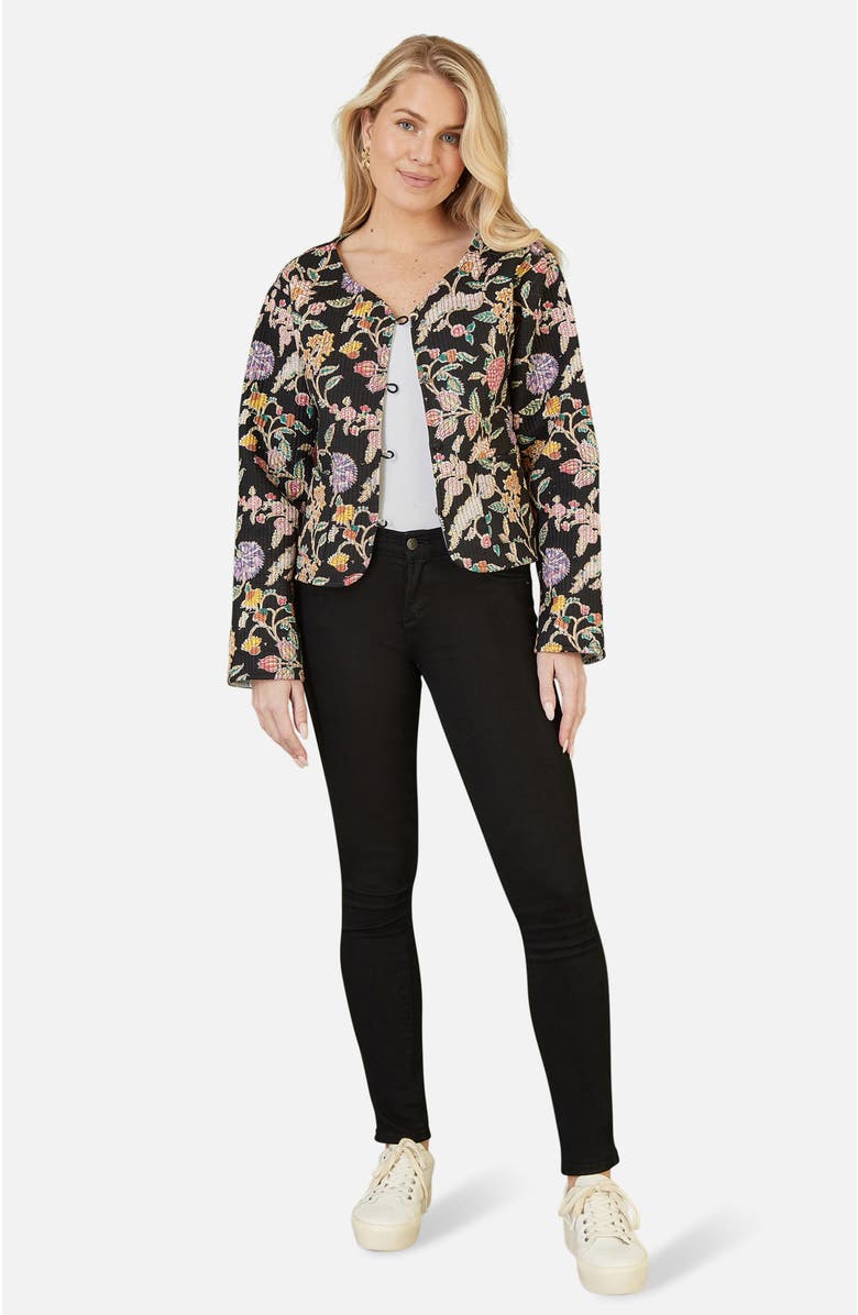 Yumi Reversible Floral Quilted Jacket, Alternate, color, Black