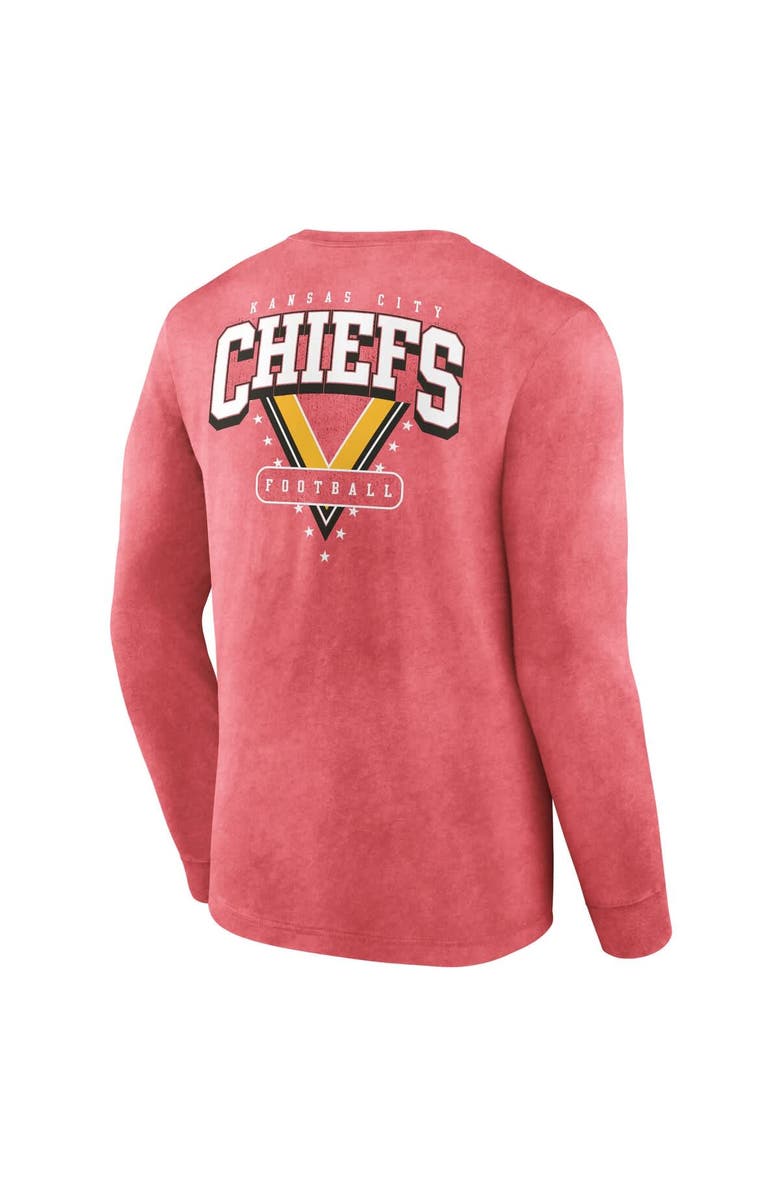 FANATICS Men's Fanatics  Heather Red Kansas City Chiefs Heritage Snow Wash Long Sleeve T-Shirt, Alternate, color, 