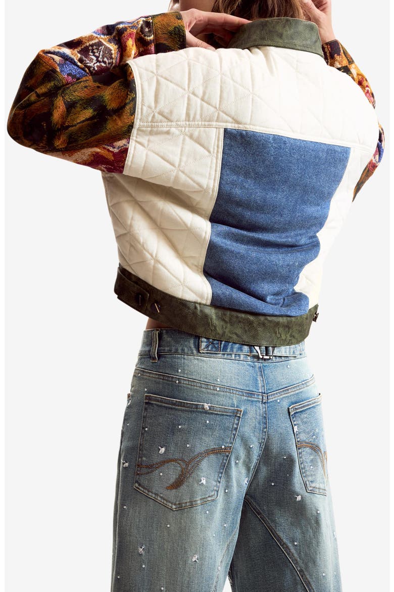 Quilted Trucker Jacket, Alternate, color, WHITE