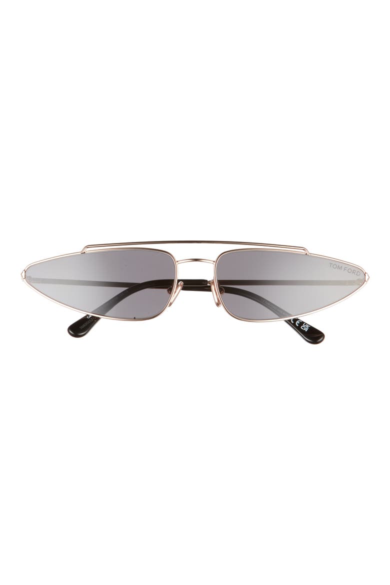 Cam 65mm Oversize Geometric Sunglasses, Main, color, SHINY ROSE GOLD / SMOKE