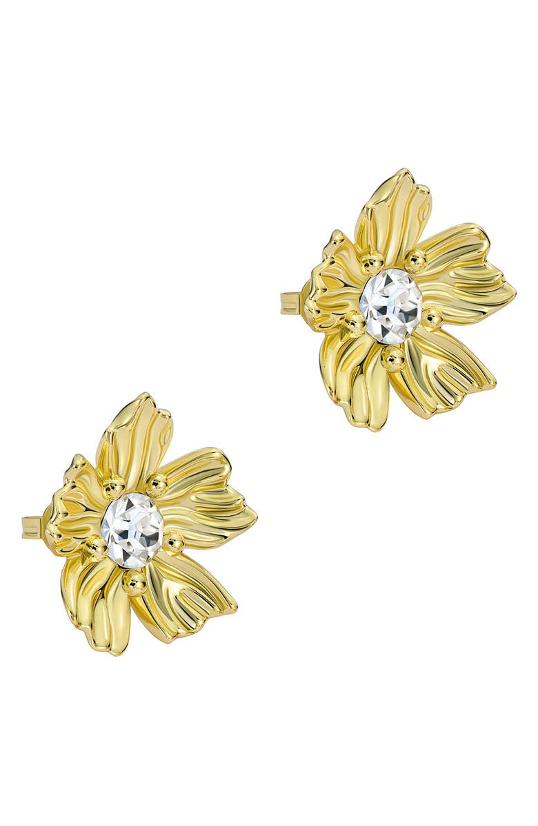 Ted Baker Petulia Flower Statement Stud Earrings, Alternate, color, Gold Tone / Clear Crystal