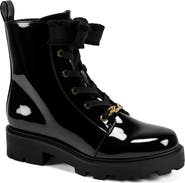 KARL LAGERFELD PARIS Metea Faux Leather Combat Bootie