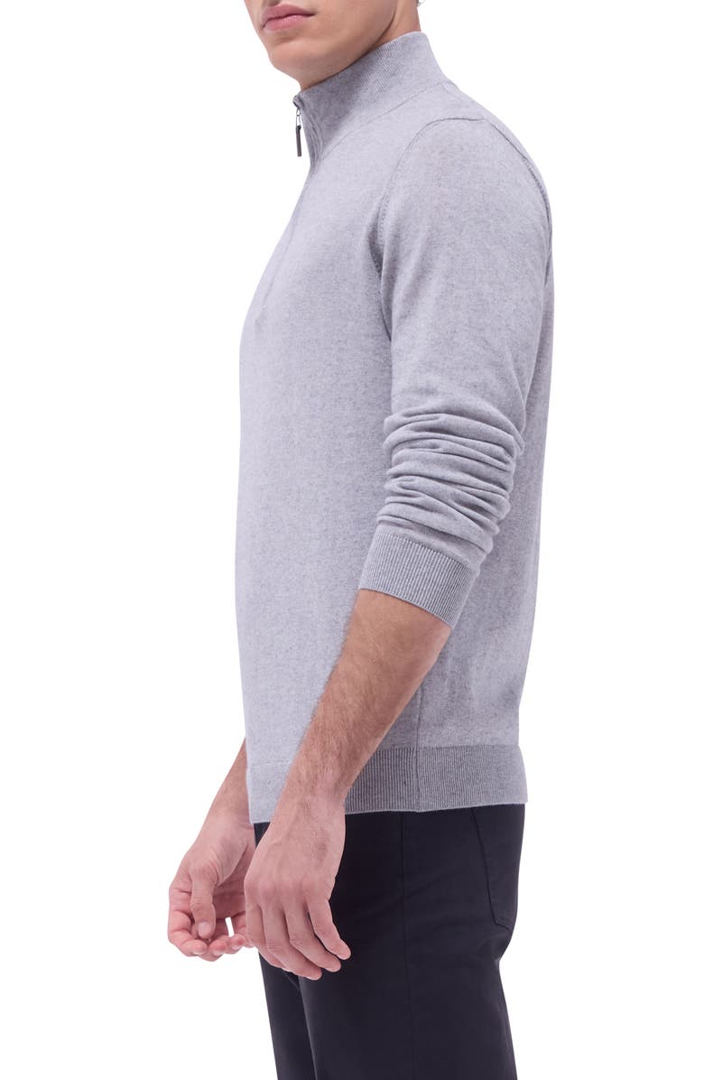 Bugatchi Quarter Zip Cotton & Cashmere Pullover, Alternate, color, Platinum