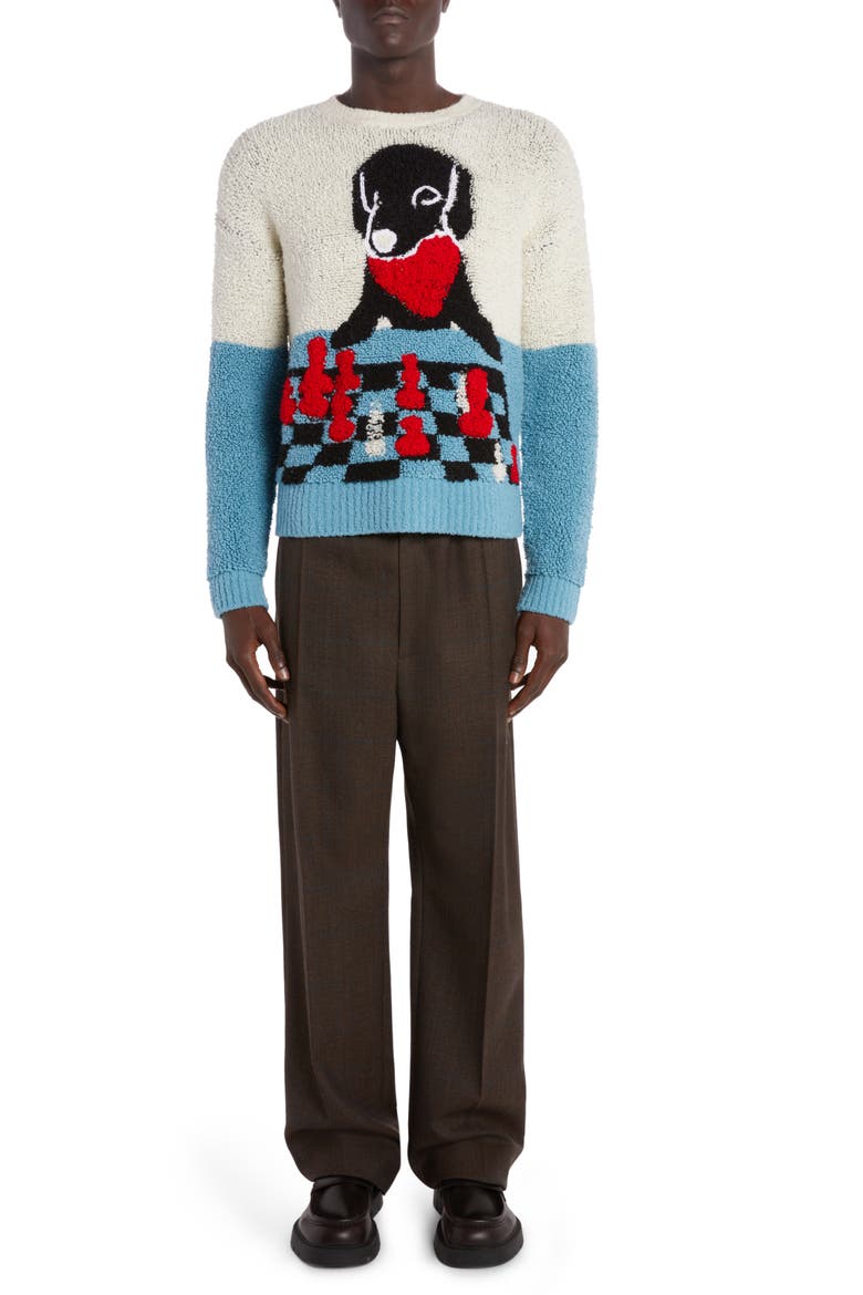 John John Colorblock Jacquard Wool Blend Sweater, Alternate, color, 9149 CHALK/ DUSK