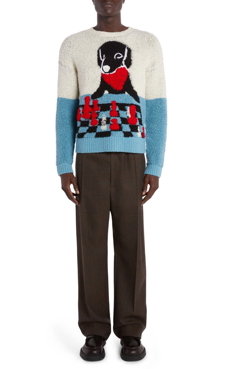 Bottega Veneta John John Colorblock Jacquard Wool Blend Sweater, Alternate, color, 9149 Chalk/ Dusk